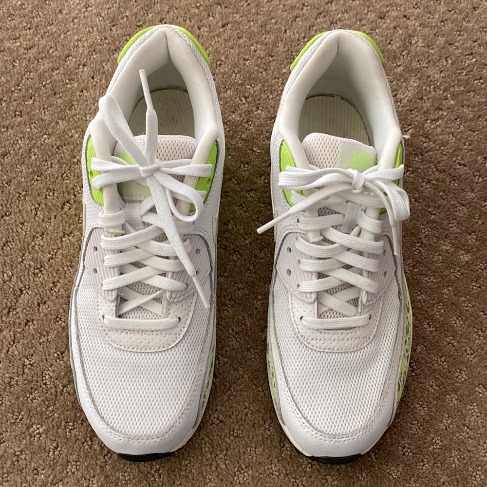 Women’s Nike Air Max size 7 1/2 White with Lime Green Design